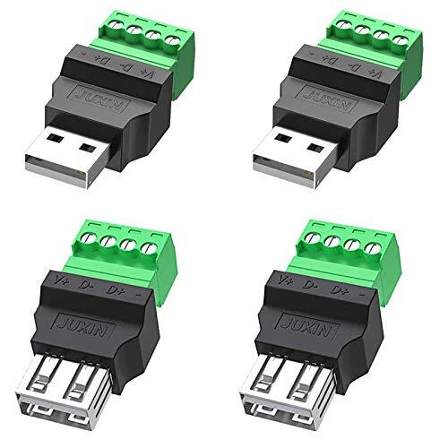 Jienk 4Packs USB 2.0 Type A Male/Female to 4 Pin Screw  Assorted Sizes 