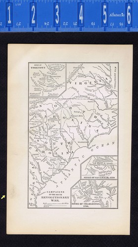 Campaigns in the North & South during American Revolution -1885 Print - Picture 2 of 2
