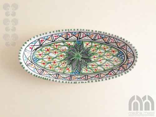 Schale Keramik oval 28 cm handbemalt, Platte, Deko, orientalisch, Handarbeit - Bild 2 von 6