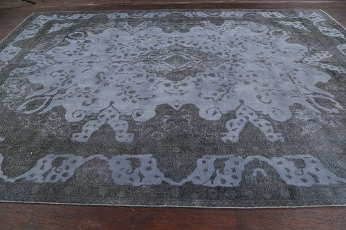 Floral Semi Antique Overdyed Traditional Area Rug Distressed Hand-knotted 9x12 - Picture 9 of 12