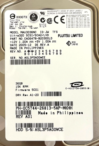 Dell Fujitsu MAU3036NC 36.7GB 15000 RPM 8MB Cache SCSI Ultra320 80pin 3.5" HDD - Picture 4 of 7