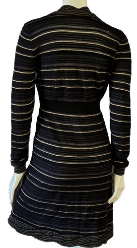 Red Valentino Thin Sweater Dress Small Italy Vintage Sheer Striped Gold Detail - Picture 4 of 15