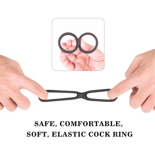 Silicone Dual Cock Ring Penis Harder Stronger Erection Adult Sex Toy For Couples - Picture 5 of 7