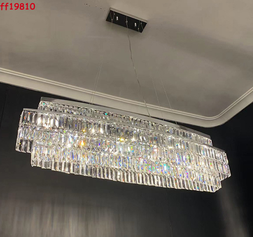 Luxury Rectangular K9 Crystal Chandelier Ceiling Light Led Pendant Living Room - Picture 5 of 6