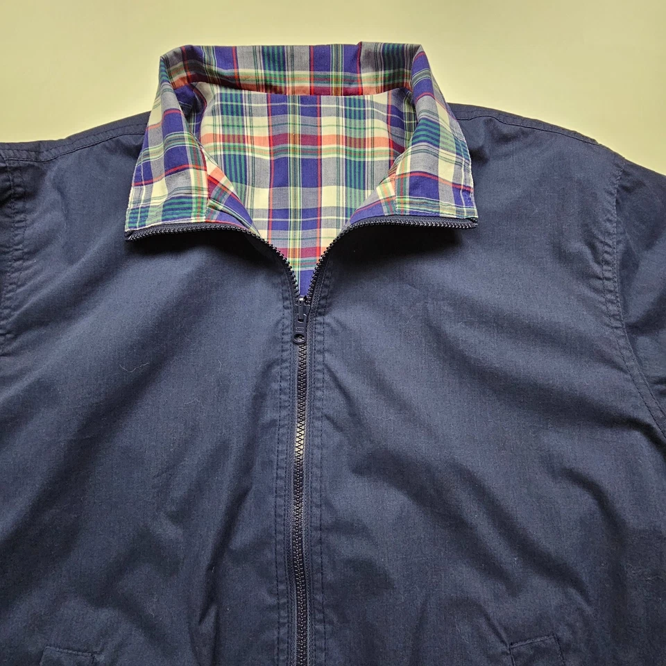Chaqueta Baxter Wells Para Hombre Mediana Azul Rojo Verde Cuadros Reversible Fina Cálida Cremallera Foto 4 de 4