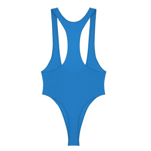 Damen Einteiler ärmellos offen Brust hoch geschnitten Turnanzug Body Tanga Badeanzug - Bild 41 von 64