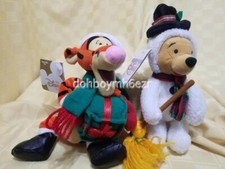 Disney Store Winnie the Pooh Snowman Santa Tigger Christmas Bean Bag plush LOT