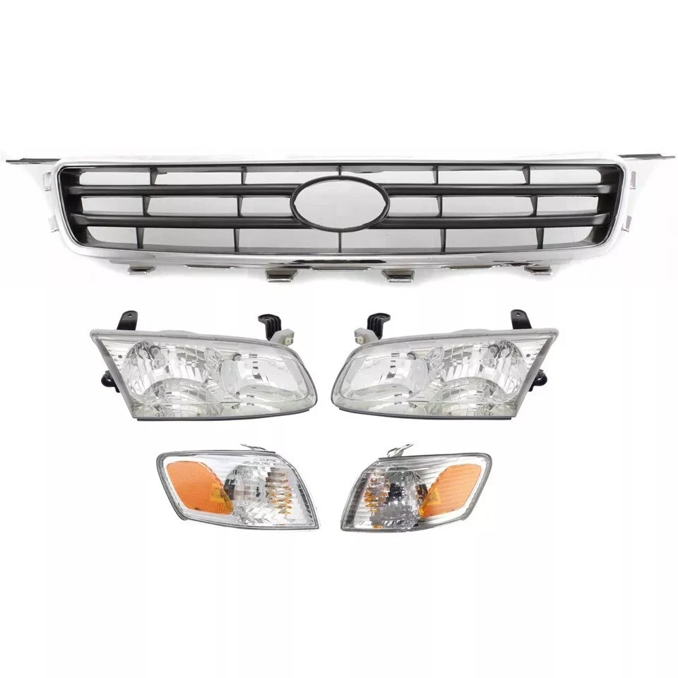 New Front Grille & Headlight & Corner Light Pair 5PC Fits 2000-2001 Toyota Camry Foto 2 de 4