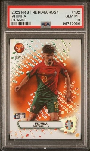 DA97396 2023 TOPPS PRISTINE ROAD TO UEFA EURO 2024 #132 VITINHA ORANGE PSA 10
