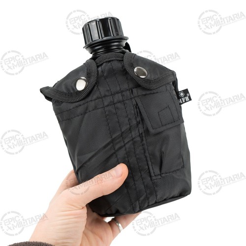 Classic US Army Style MFH Water Bottle with Cover - Black- 1L- Brand New - Picture 6 of 6