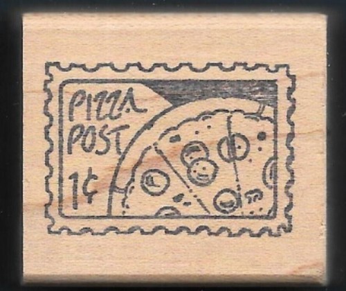 PIZZA POST 1 FOOD CHEF POSTAGE STAMP Mail INKLUSIONS ARTIST APRIL Rubber Stamp