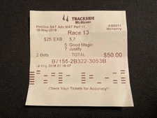JUSTIFY GOOD MAGIC 2018 PREAKNESS $25 EXACTA BOX TICKET TRACKSIDE !!!RARE!!!