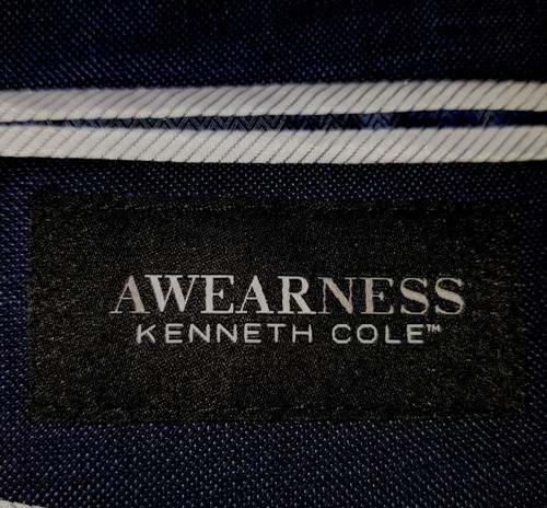 48R Kenneth Cole Awearness Blue Black Wool Stretch Blazer Jacket Sport Coat - Picture 7 of 8