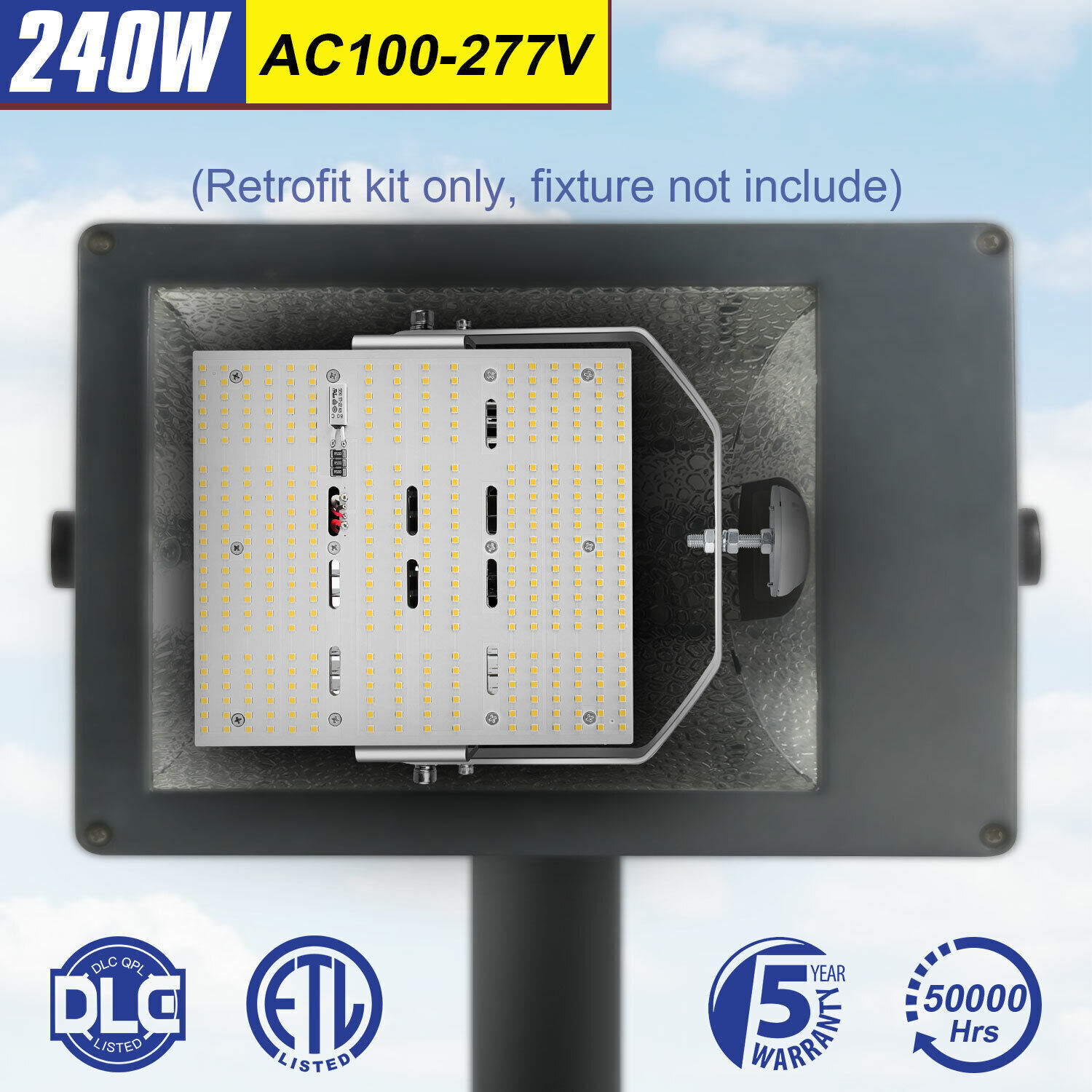 240W LED Retrofit Kit for Shoebox Parking Lot and High Mast Lighting Upgrades