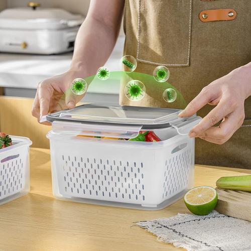 4 contenedores de almacenamiento de frutas para refrigerador con compartimentos - Picture 6 of 12
