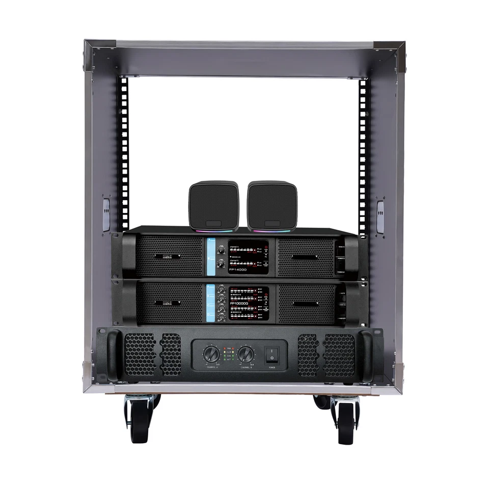 12U Cabinet Rolling Network Rack Audio Studio Video Telecom Equipment Rack Black - Image 2 of 4
