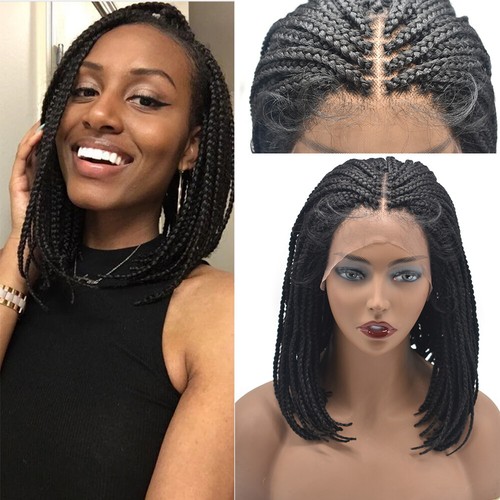 Swiss Lace Front Cornrow Box Braided Women Wig Short Lightweight Synthetic Ombre - Picture 10 of 18