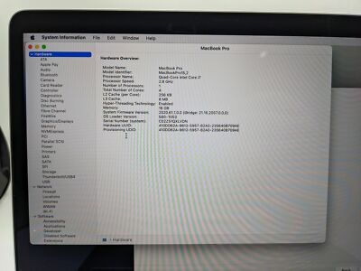 APPLE MACBOOK PRO A1989 2019 i7 2.8GHz 512GB 16GB - Grade C