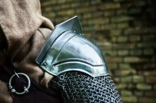 Medieval Shoulder armor pair of pauldrons for medieval knight larp costume gift - Picture 2 of 3