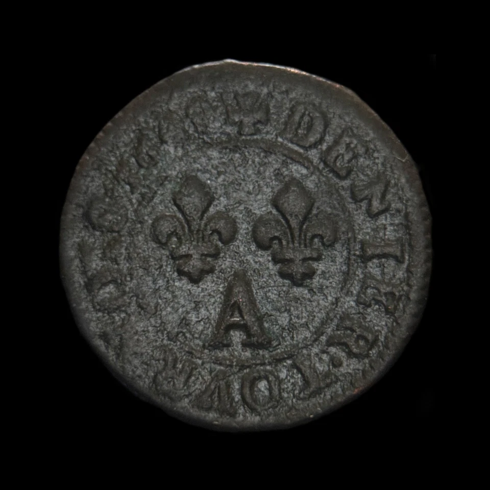 FRANCE. 1649, Denier Tournois - Louis XIV 🇫🇷, Sun King, Fleur-de-Lis - Image 4 of 4