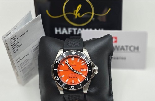 Haftavani - 1000M Tiefsee Automatik Taucheruhr - Swiss Made - orange Gesicht - Bild 7 von 9