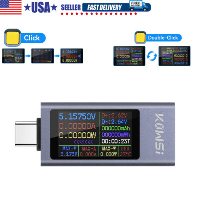  Type USB C Tester Power Meter 4-30V Digital Multimeter Voltage Current Tester