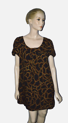 TRINA TURK CINNAMON NEW NWT SZ 10 M 100% SILK SHORT SLEEVE SHIFT