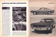 1968 AMC JAVELIN ~ ORIGINAL NEW CAR INTRO ARTICLE / AD
