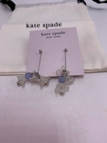 $58 Kate Spade silver  tone  full floret  linear  drop  earrings  #703 - Picture 4 of 7