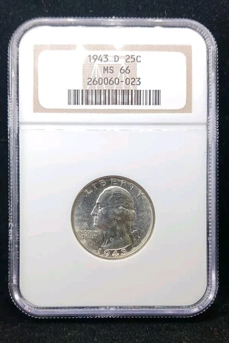 1943 D NGC MS66 Washington Quarter Coin