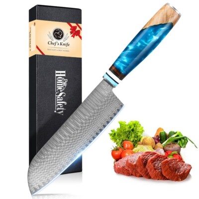 Damascus Santoku Knife 67 layers Damascus Steel Knife 7In Hand Forged Chef Knife