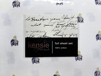 KENSIE Full Size Cotton ELEPHANTS Sheet Set  -  India Elephant Pattern