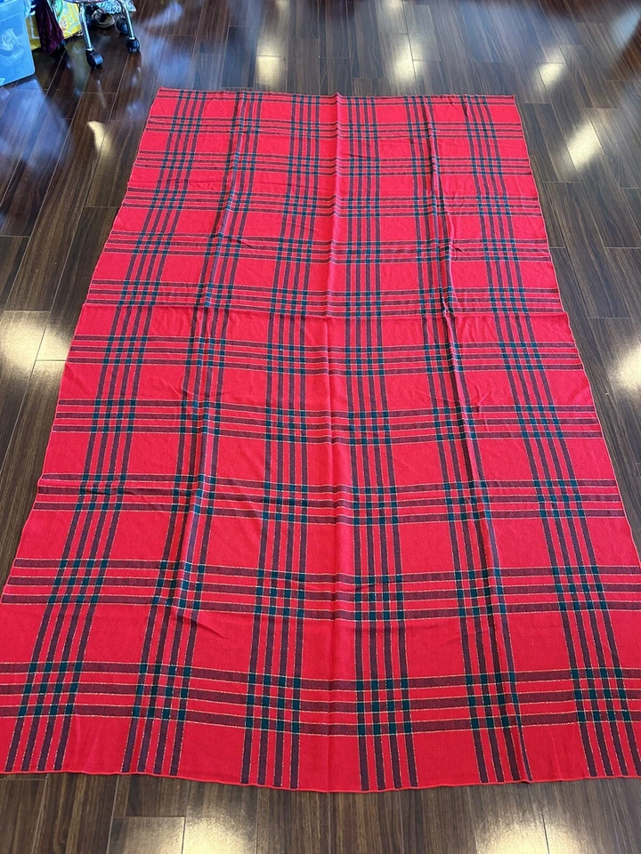 Toalha de mesa mistura de lã 58x100” xadrez verde vermelho listra dourada feriado Natal - Imagem 2 de 4