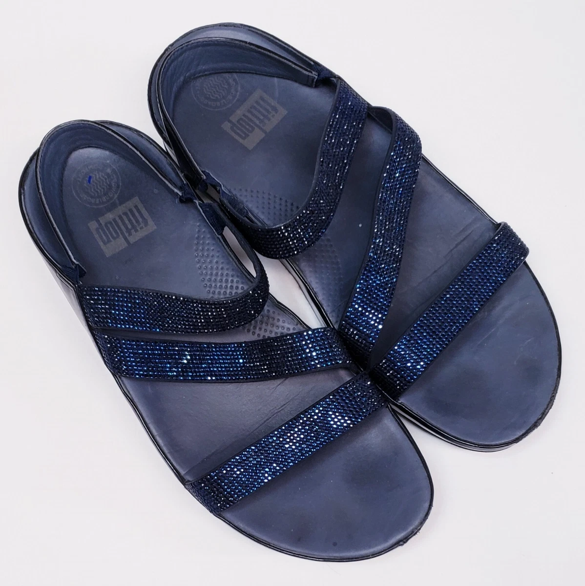 FitFlop Crystall Z-Strap Blue Rhinestone Womens Sandals Size 10 US | eBay