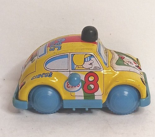 Yonezawa VW Volkswagon Beetle Super Circus Wind Up Vintage Tin Litho Japan - Picture 2 of 10