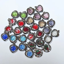 Heart Charms for jewelry making Silver tone Multi Color  20 mm  18 pcs