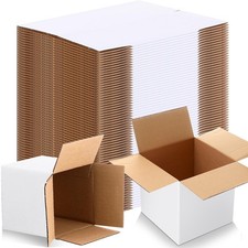 100 Pack 4 x 4 x 4 Inch White Shipping Boxes Small Corrugated Cardboard