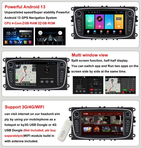 für Ford Mondeo Focus S/c-max Galaxy Autoradio CarPlay GPS Navigator +BT 2+32G - Bild 5 von 10