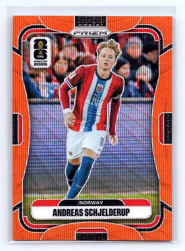 Andreas Schjelderup 2026 Panini Prizm FIFA World Cup #335 Orange Wave #/125