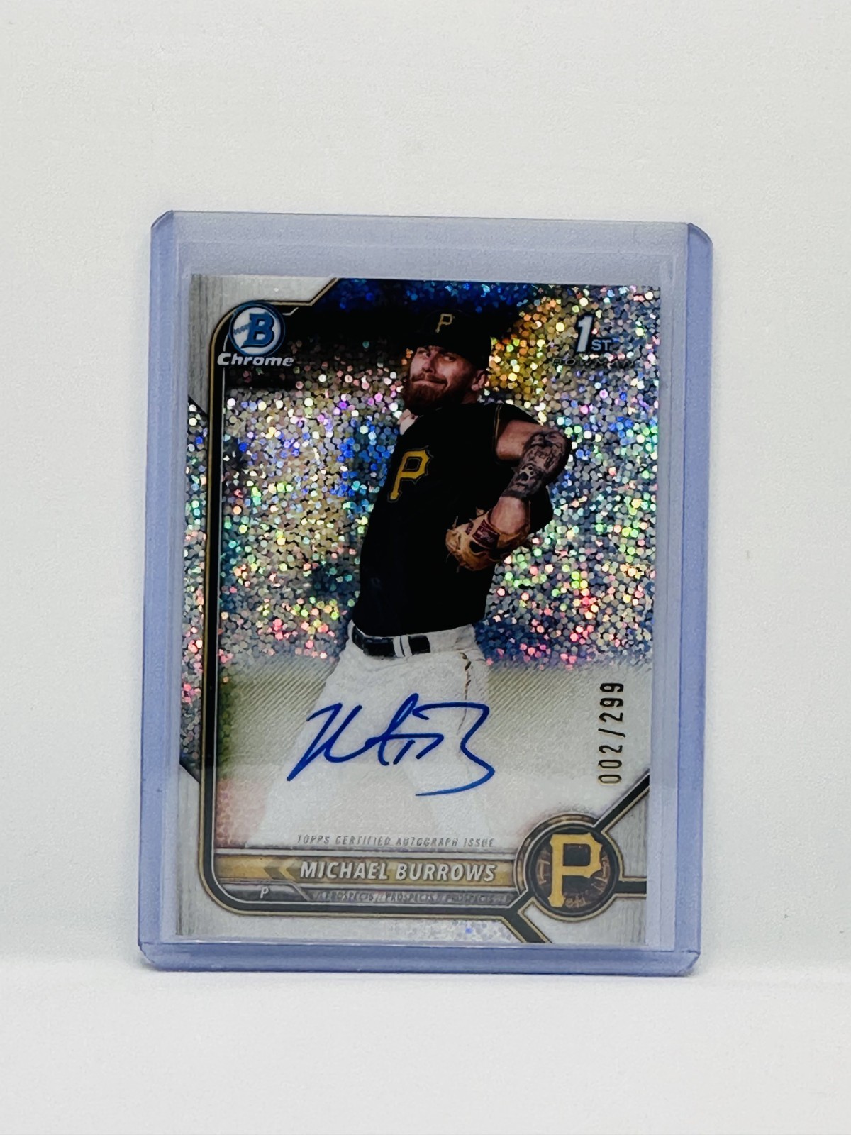 2022 Bowman Chrome Speckle Refractor Auto Michael Burrows #/299 1st RC #CPA-MB