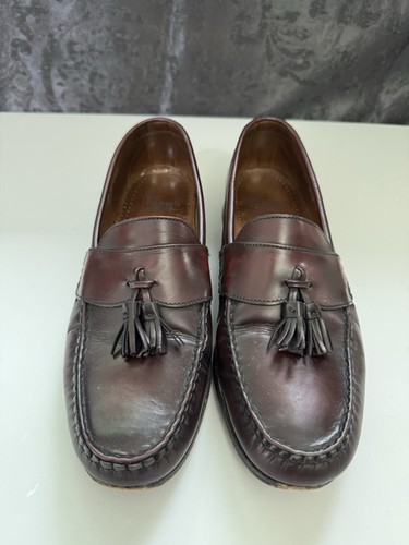 Mocassini Allen Edmonds Stowe Penny da uomo 11 D in pelle bordeaux nappe slip on - Foto 2 di 8