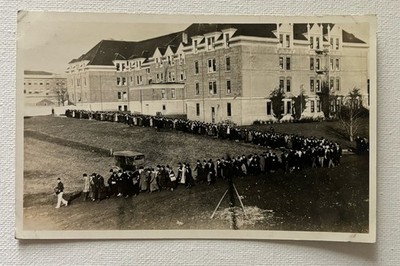 Antique RPPC Crowd Going To Football Game Oregon Agricultural College (OSU)