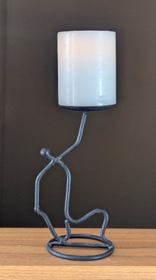 Aromatica Max's Metal Candle Holder Black Yoga Figure Vintage