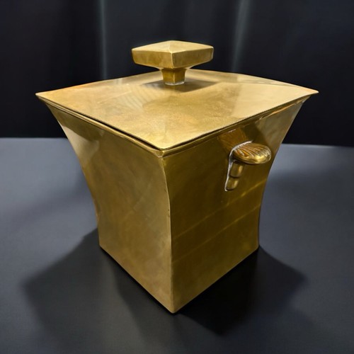 CUBO/CAJA DE HIELO ART NOUVEAU CON TAPA DE LATÓN - Imagen 3 de 5