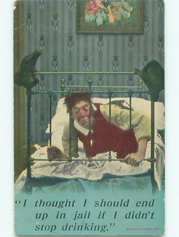 Bamforth Comic MAN WITH HANGOVER IN BED : make an offer AB9804