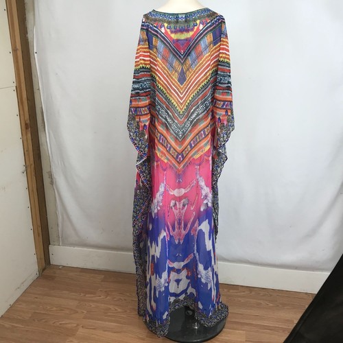 SAKKAS - DAMEN ONE SIZE - ROSA ORANGE - WILDER BEDRUCKT LANG TRANSPARENT COVER UP - Bild 5 von 9