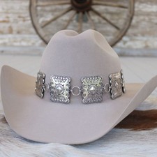 Large Rectangle Concho Hat Band for Cowboy Hats