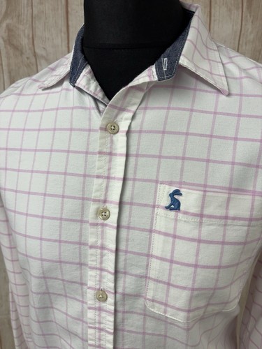 Joules Men's Medium Pink White Gingham Check Long Sleeve Shirt WEBLEY - Picture 2 of 24