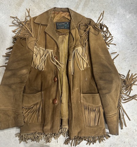 VTG Schott Bros Western Rancher Fringe Suede Leather MADE IN USA 70s