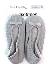 ISOTONER Gemma Microterry Ballet Slippers Size MD 6.5-7.5 Lt. Gray Retail 32